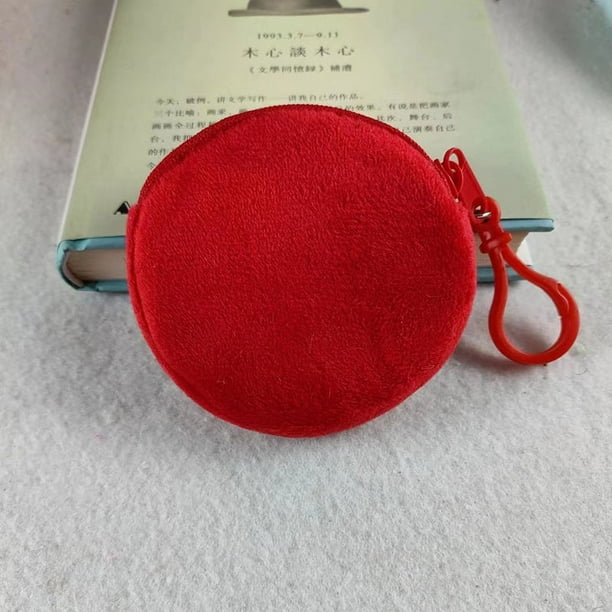 Monedero redondo de peluche de color caramelo, llavero, billetera bonita, tarjetero para mujer, monedero sencillo
