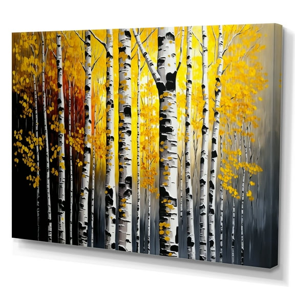 Designart Into A Golden Birch Forest VI Canvas Wall Art