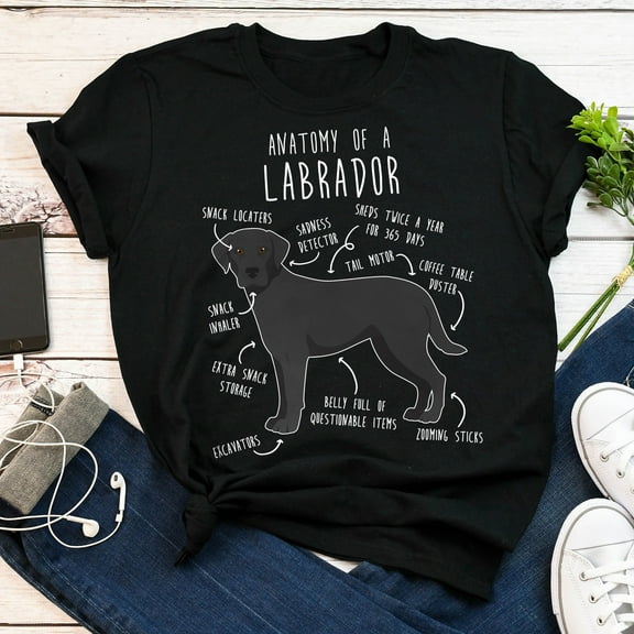 YUHAK Black Labrador Retriever Shirt, Women, Men, Dog Lover Gift, Cute Black Lab Mom Dad T-shirt, Dog T-shirt, Pet Tee, Dog Anatomy Humor