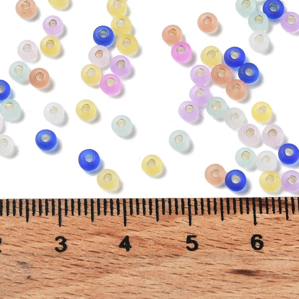 8/0 Glass Seed Beads Frosted Silver Lined Round Colorful 3x2mm Hole: 0.8mm