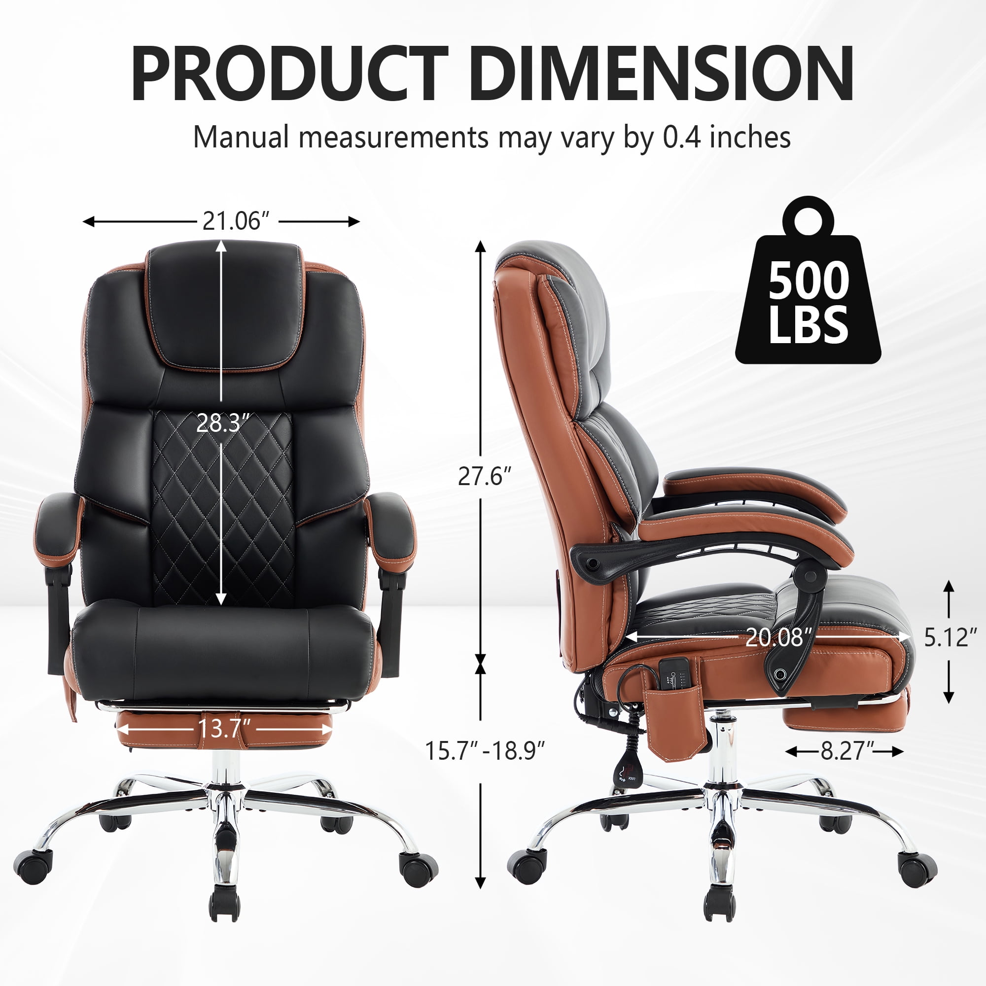 Office Chair with 6-point Vibration Massage and  Shoulder Heated,Big and Tall Office Chair, Reclining Office Chair,Black