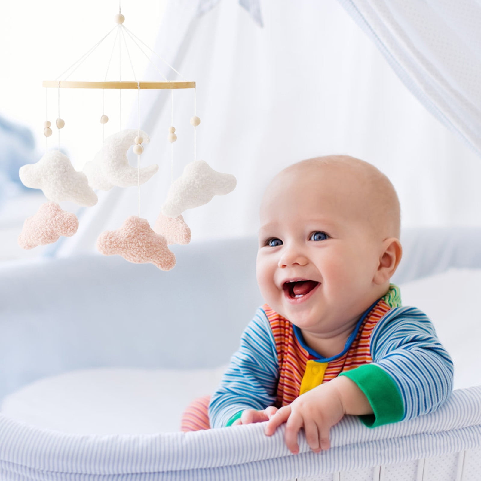 Boho Nursery Crib Mobile Soothing Hanging Toy With Gentle Music And Rotating Animal Characters For Development