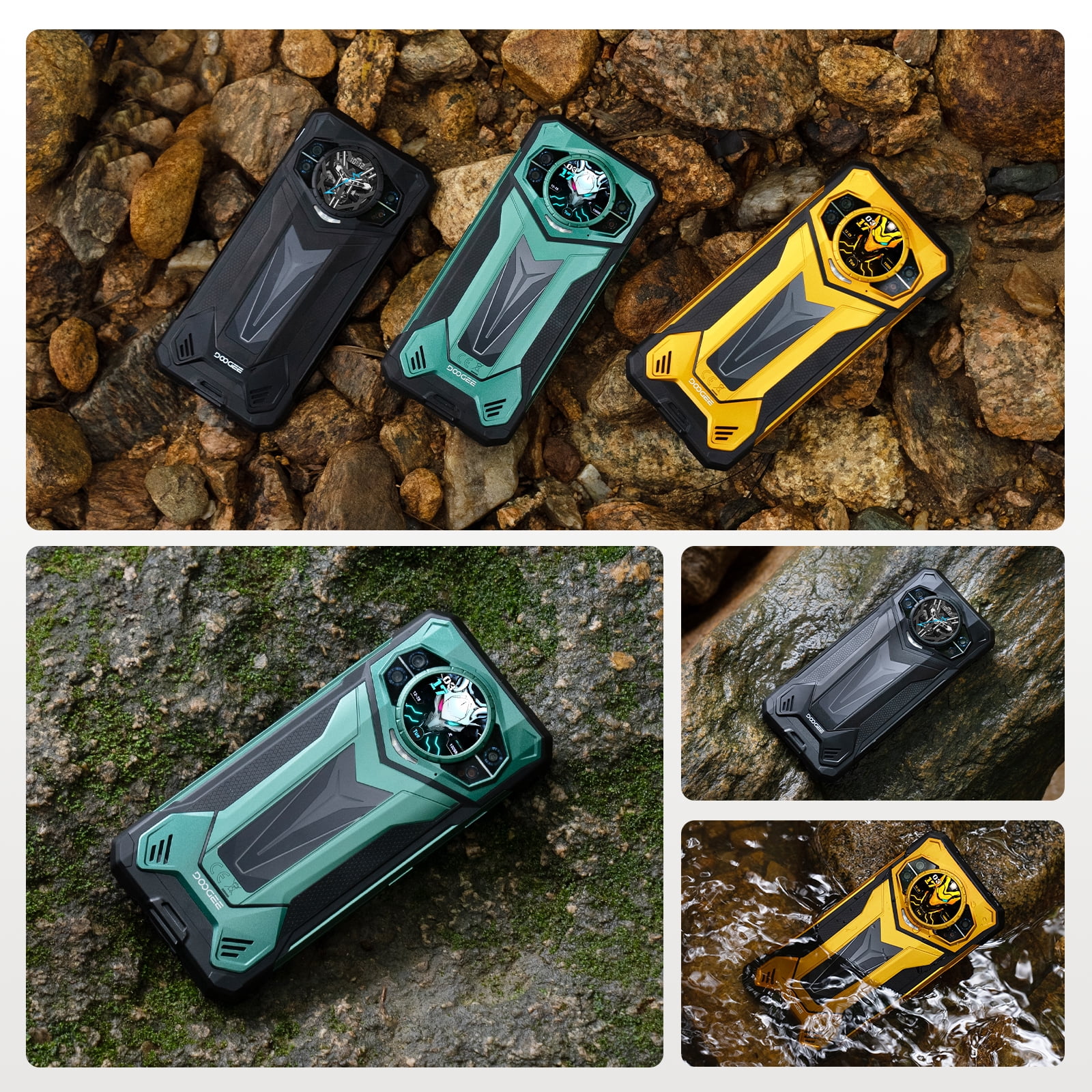 DOOGEE S200 Ultra Rugged Smartphone 5G, 48(12+36)GB+1 TB, 1.32"AMOLED Rear Display, 6.72" FHD&120Hz, 4nm D7400 Android 15, 11000mAh/66W, 100MP+20MP Night vision, Light Effect,Face ID/BT5.4/WiFi6E/NFC