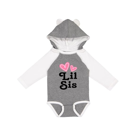 Inktastic Love Hearts Lil Sis Girls Long Sleeve Baby Bodysuit