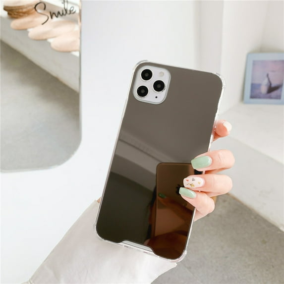 Colored Mirror Plating Apple iPhone 12 Pro Max Case (Black) Soft TPU Shockproof and Scratch Resistant Clear Bumper Protection Cover