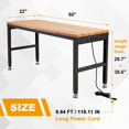 AHB 60" Rolling Workbench Adjustable Height, Oak Wood Work Table with