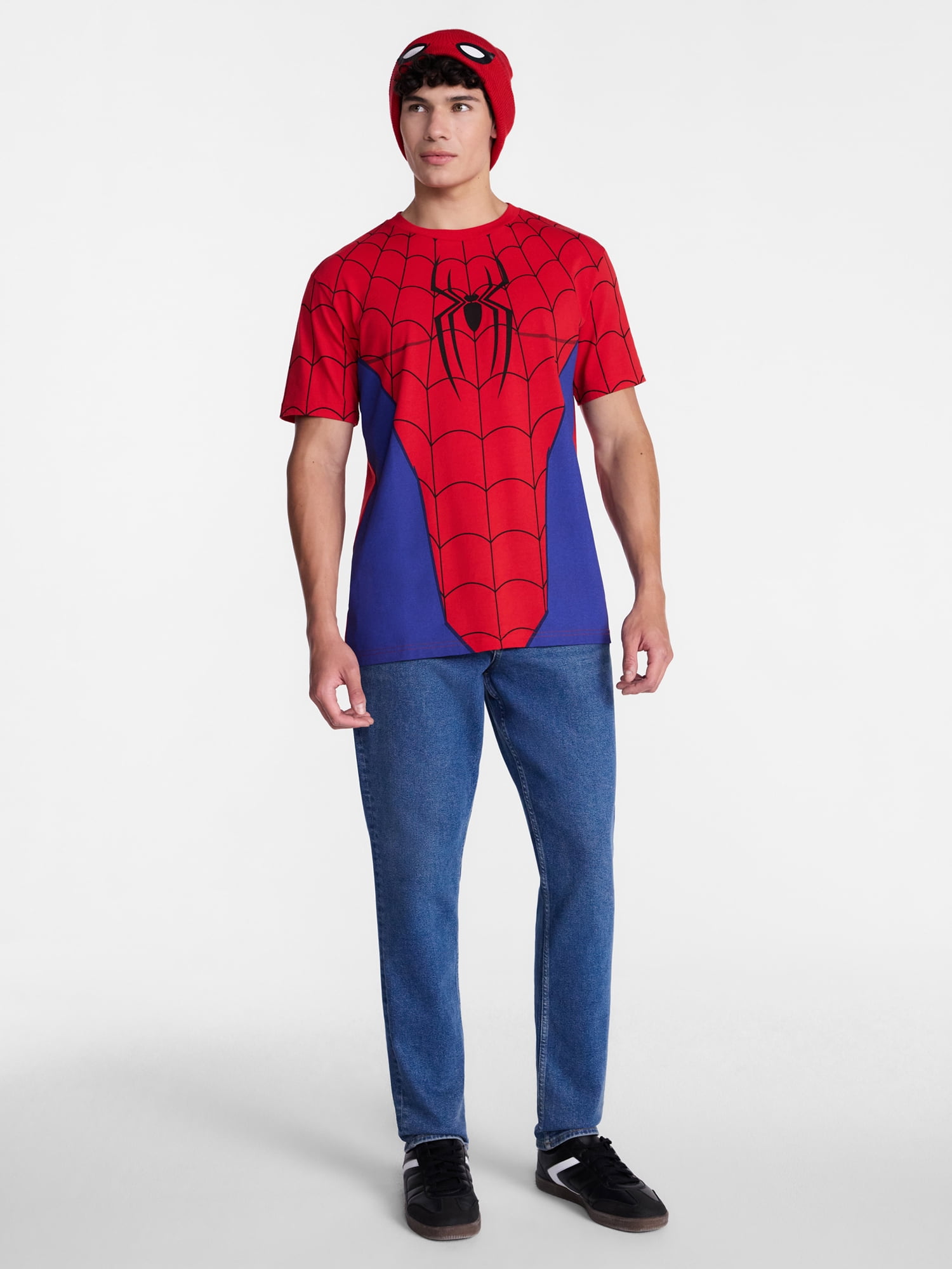 Spider-Man Men's and Big Men's Graphic Cosplay Tee and Beanie Set, 2-Piece, Sizes XS-3XL