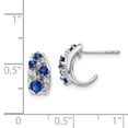thumbnail image 5 of 14K White Gold Plated Diamond and Sapphire Polished Post Hoop Dangle Earrings, 5 of 7