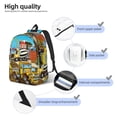 thumbnail image 3 of Wukai Different Construction Site Vehicles Print Durable Canvas Laptop Backpack - Adjustable Shoulder Straps, Water-Resistant, Large Capacity, Unisex for School, Office-Medium, 3 of 5