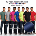 thumbnail image 2 of SOCKS'NBULK Mens Cotton Crew Neck Short Sleeve T-Shirts Mix Colors Bulk (12 Pack Mix, 5X-Large), 2 of 7