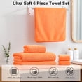 thumbnail image 4 of Jessy Home 6 Piece Towel Set Orange Red Soft Bath Towel Set for Bathroom-2 Bath Towels, 2 Hand Towels, 2 Washcloths Highly Absorbent Bath Sheet for Hotel & Spa, 4 of 7