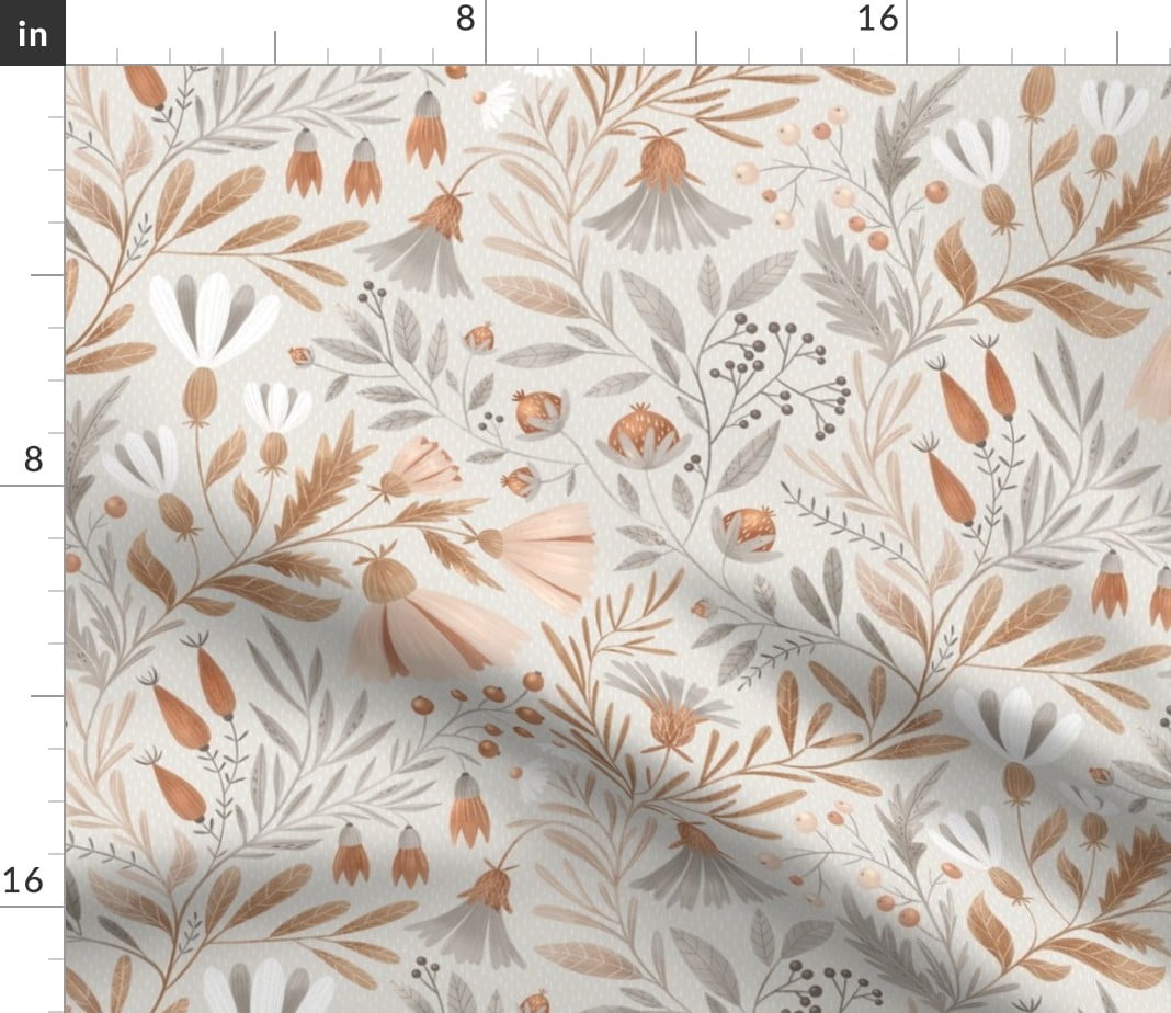 Spoonflower Fabric - Beige Grey Neutral Botanicals Floral Tan Warm Printed on Petal Signature Cotton Fabric by the Yard - Sewing Quilting Apparel Crafts - Walmart.com