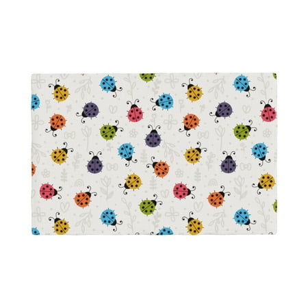 

Table Placemats Set of 6 - Cute Ladybugs 12x18 In Faux Linen Double Heat Resistant Place Mats Cloth Indoor/Outdoor Placemats Washable Table Mats for Dining Kitchen Party