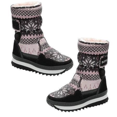

NUOLUX 1 Pair Snowflake Patte Winter Woman Snow Boots Warm Middle High Snow Boots
