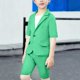 thumbnail image 4 of Odeerbi Niños Vestido Formal Traje Manga Corta Muesca Solapa Blazer Chaqueta + Elástico de La Cintura Traje Pantalones Cortos Trajes de Verano Conjunto, 4 of 6