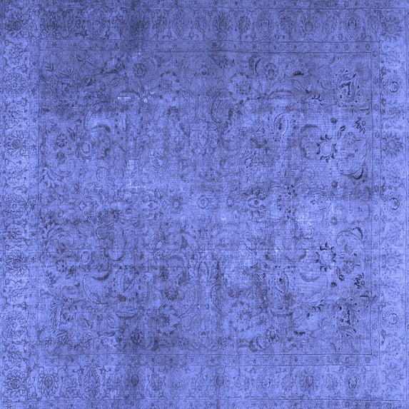 Ahgly Company Machine Washable Indoor Square Persian Blue Traditional Area Rugs, 7' Square