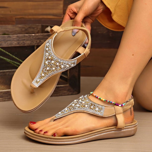 MKLEKYY Sandalias de Mujer Playa Sandalias de Cuero de Moda de Verano para Mujer, Transpirables, Cómodas, Sin Zapatos 318