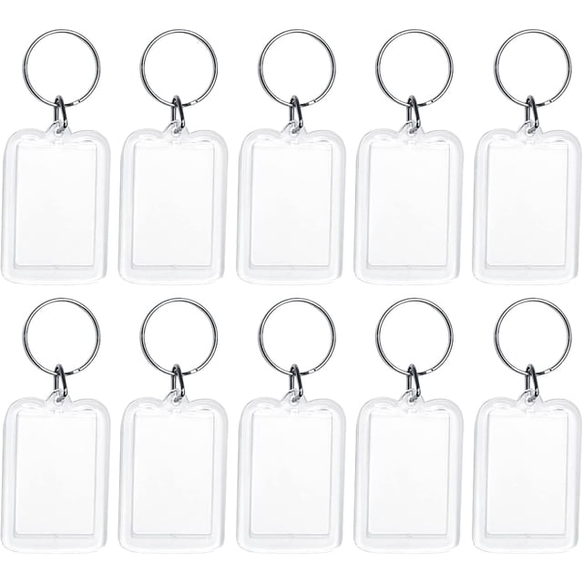 10 llaveros con foto, llavero con foto acrílico transparente en blanco, llavero con foto rectangular personalizado con anillo dividido para foto 2,5 * 3,7 cm