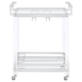 thumbnail image 6 of Jefferson 2-tier Glass Shelf Acrylic Bar Cart Chrome, 6 of 7
