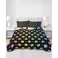 thumbnail image 2 of Quilts Full Size Bedding Set, Colorful Polka Dot Lightweight Quilted Comforter, Cartoon Watercolor Geometric Black Soft Reversible Bedspread Coverlet with Pillow Covers for All Season, 78" x 90", 2 of 7