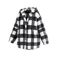thumbnail image 5 of Lmnyox Fleece Jackets for Women Casual Plaid Button Down Hooded Coats Winter Cozy Long Sleeve Jackets, 5 of 9