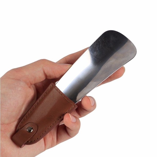 snorda Shoe Horn Stainless Steel Shoe Horn with Leather Strap Travel Shoehorn