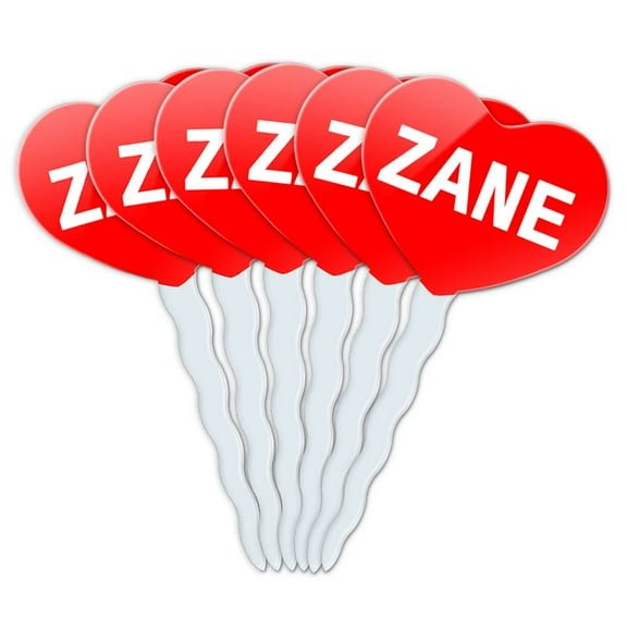 Zane Heart Love Cupcake Picks Toppers - Set of 6
