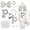Silver P, variant on 7PCS Silver Stanley Cup Accessories Set,Initials Decorations for Stanley Cup 30oz/40oz,Includes Jewel Straw Topper,Spill Proof Stopper,Handle Charm,Silicone Boot,Letter Sticker,Bow(Letter) (Silver P)