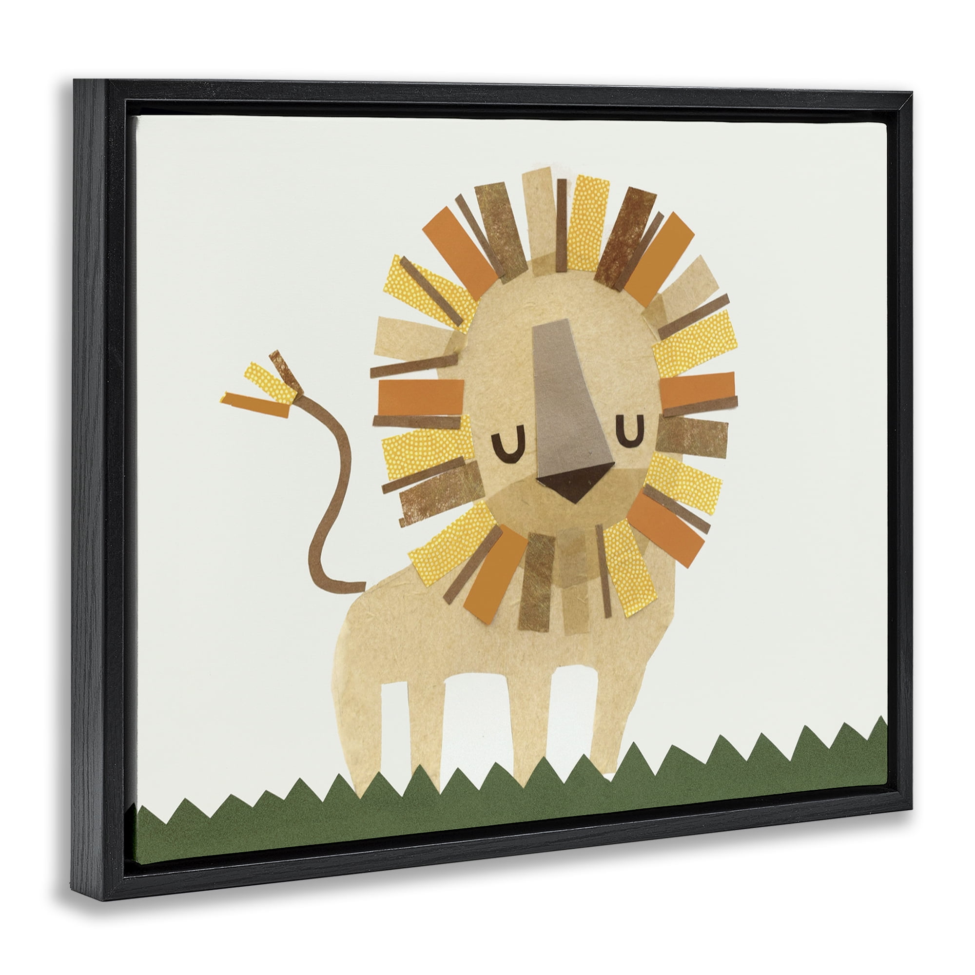 Stupell Industries Cozy Corner Lion Animals & Insects Painting Black Floater Framed Art Print Wall Art, 21 x 17