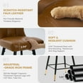 thumbnail image 3 of 26"Bar Stools Set of 4, 360°Swivel Counter Height Bar Stools Faux Leather Upholstered Barstools with Back & Metal Legs Bread grid Counter Height Barstools for Bar Kitchen Dining Room Brown, 3 of 12