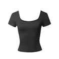 thumbnail image 1 of FashionOutfit Women's Junior Basic Seamless Square Neck Short Sleeve Crop Tank Top, 1 of 1