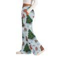 thumbnail image 4 of Women's Fashion Casual Loose Printed Wide-Leg Sports Pants with Christmas Print, Comfortable Home and Outdoor Wear, Elastic Waist with Drawstring for Easy Fit, Beige, 2XL, 4 of 7