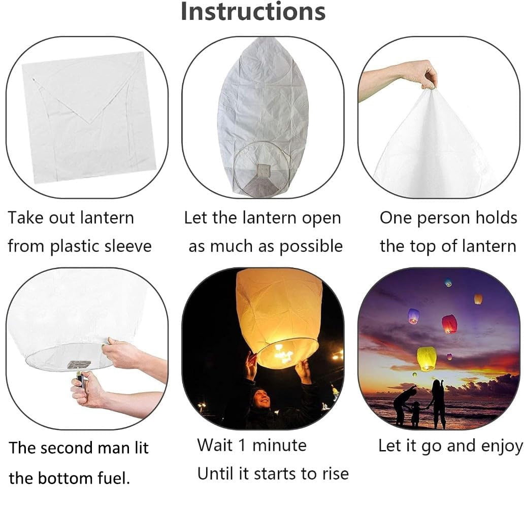 RUseeN 10 Pcs Chinese Lanterns to Release in Heaven, Multi-Colored Flying Lanterns Paper Lantern Hanging Paper Lanterns Wish Lantern Memorial for Celebrations of Family.