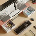 thumbnail image 2 of JAFUSI Dual Monitor Stand with Drawers for Desk, Monitor Stand Riser for 2 Monitors,Pink, 2 of 7
