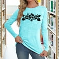 thumbnail image 2 of Telankuip Soft Comfortable T-Shirts for Womens Fashion Floral Printed Preppy Oversized Cute Graphic Crewneck Pullover Tops Long Sleeve Lightweight Thin Basic Casual Y2k Tees Sky Blue M, 2 of 5