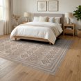 thumbnail image 3 of ODIKA Ivory Tone Tug Interlocking Faded Traditional Vintage Farmhouse Foldable Easy Care for Queen Size Bedroom, Under Bed, Master Suite, 3 of 7