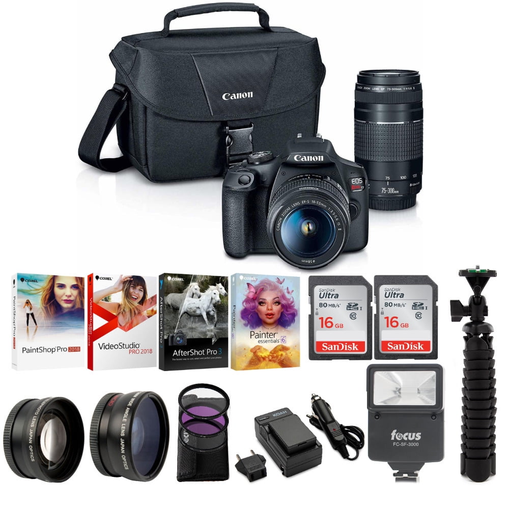 Canon T7 EOS Rebel DSLR Camera with EF-S 18-55mm and EF 75-300mm Lens