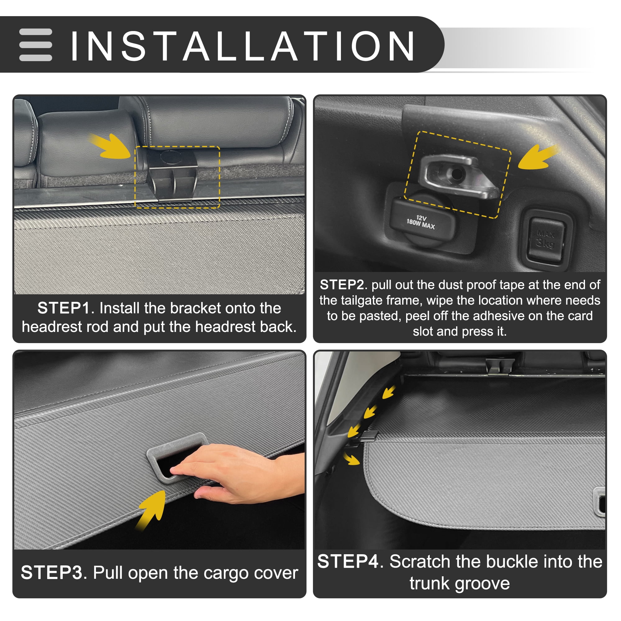Unique Bargains Retractable Cargo Cover for Honda Rear Trunk Parcel Security Shade Black