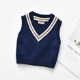 thumbnail image 2 of Chaleco para niños, jersey tejido con aguja gruesa sin mangas, cuello en V, línea interior, recorte de hilo, suéter para niños, 2 of 5