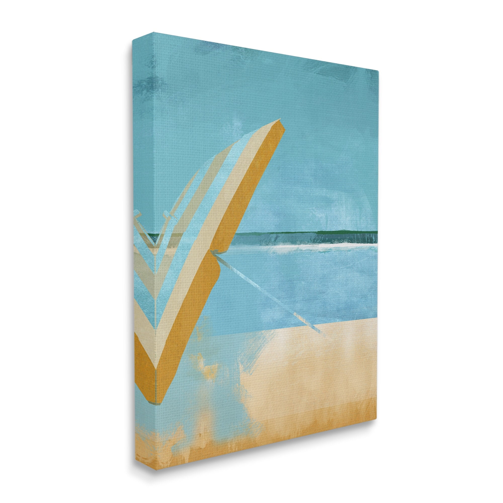Stupell Industries Sunny Beach Umbrella Sea Horizon Minimalist Painting,16 x 20, Design by Porter Hastings