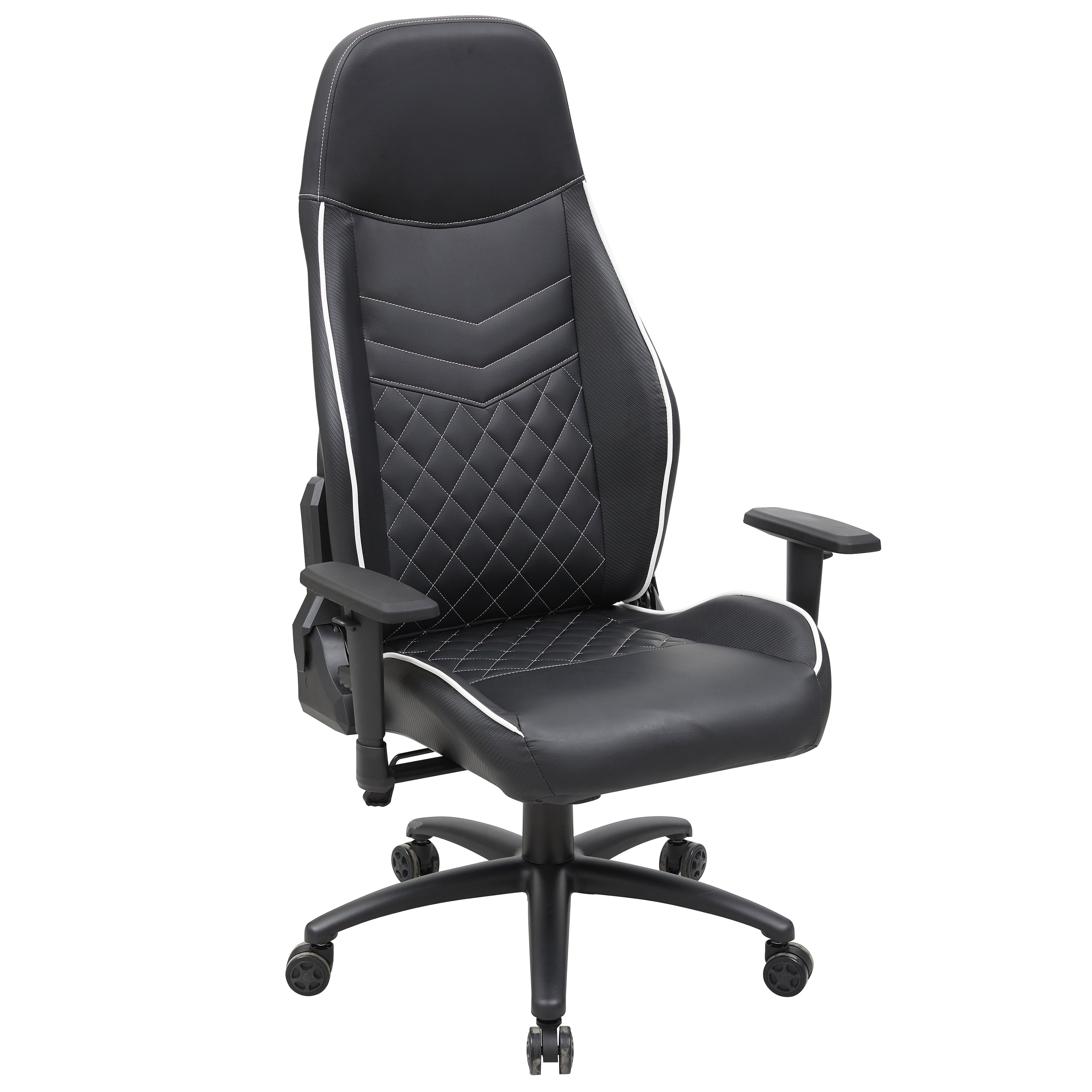 Furniture of America Consi Faux Leather Gaming Chair, Black, White