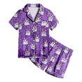 thumbnail image 5 of Xyant Girl Halloween Pjs Soft Button Down Short Sleeve Pajamas Set Kids Toddler 2 Piece Ghost Sleepwear Size 8-9, 5 of 5