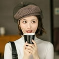 thumbnail image 7 of LinYooLi Women Solid Color Beret French Artist Beanie Cap with Netting, 7 of 7
