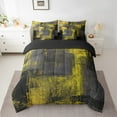 thumbnail image 2 of Ombre Abstract Full Comforter Set 7 Piece Yellow Black Dark Grey Bed In A Bag Pillow Covers Grunge Hippie Graffiti Bedding Set Oil Painting Artwork Bed Set Reversible Black, 2 of 5