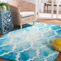 Safavieh Dip Dye Talbot Distressed Wool Area Rug, Turquoise/Ivory, 2' x 3'