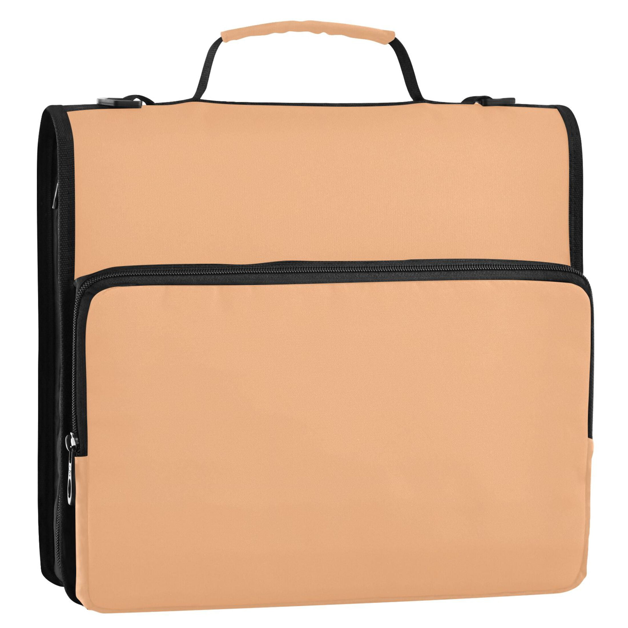 3 Ring Zipper Binder with Shoulder Strap Waterproof Trapper Keeper 2 Inch D-Ring 500 Sheets Capacity Light Orange