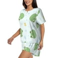 thumbnail image 2 of Kdxio Kawaii Frogs Print Pajamas Sets for Women Short-Sleeved Pjs with Lounge Shorts Two Piece Sleepwear S-4XL, 2 of 8
