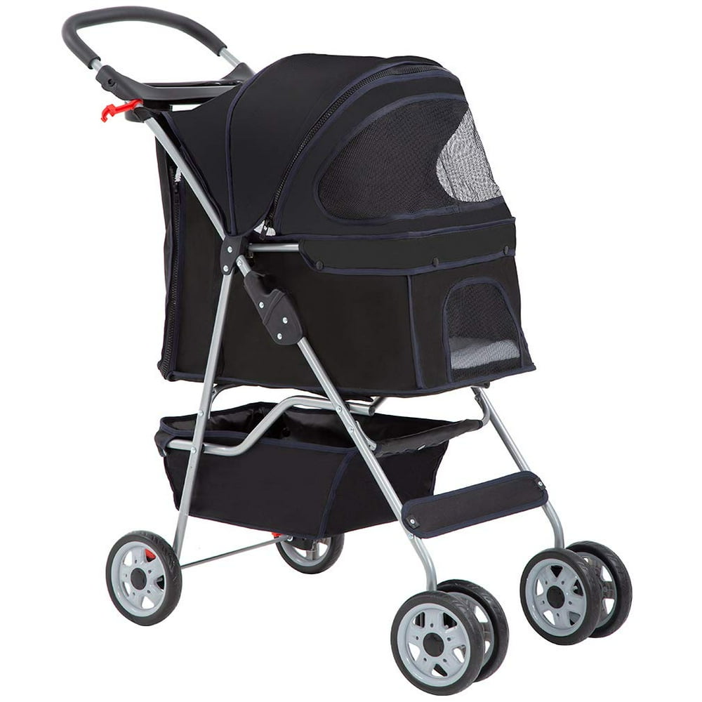 BestPet Folding Pet Stroller, Black, 39"H