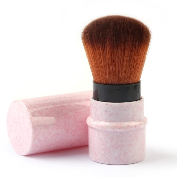 RN BEAUTY Brochas Kabuki retráctiles Brocha para polvo y base Brocha para colorete y corrector Licuadora facial - Rosa