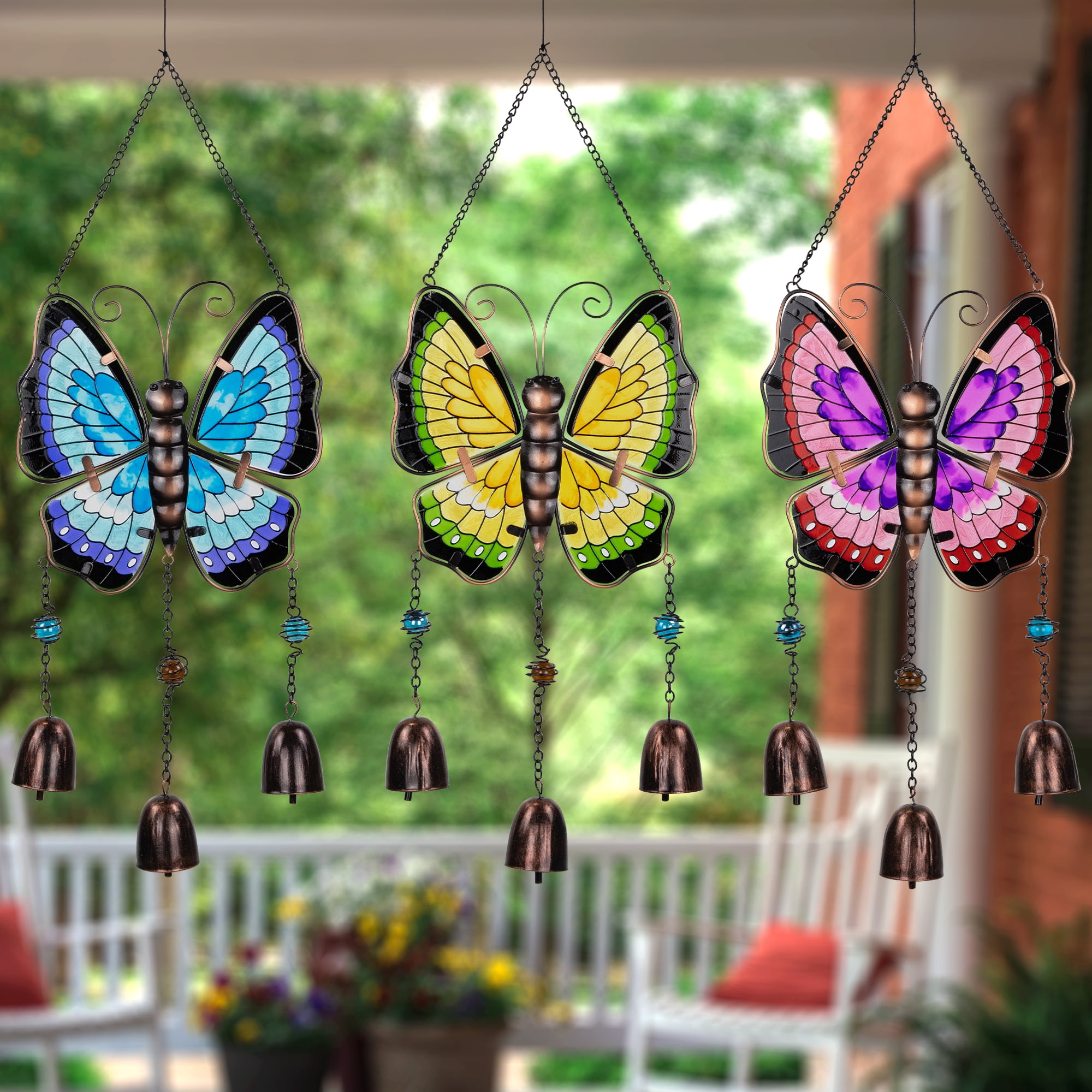 Northlight Metal Butterfly Outdoor Garden Suncatcher Windchimes - 21" - Set of 3